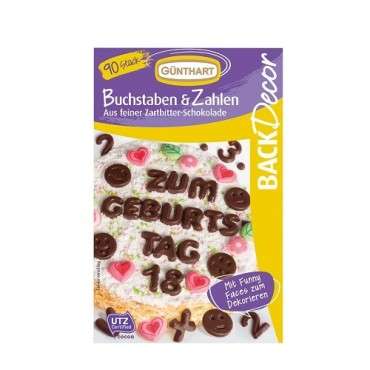 Schokoladen-Buchstaben & Zahlen 18mm für Kuchen - Günthart