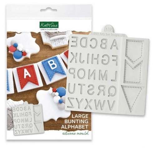 Katy Sue Mould Large Bunting Alphabet Silicone Mould