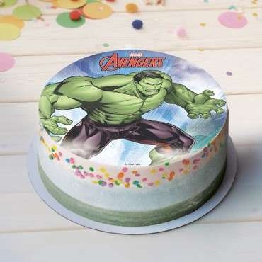 Hulk Tortenaufleger - Essbare Waffel-Dekorscheibe 20 cm | Avengers Kuchen Deko