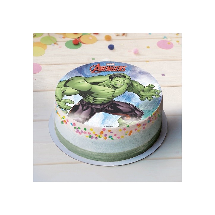 Hulk Cake Topper - Edible Wafer Disc 20 cm | Avengers Cake Decoration