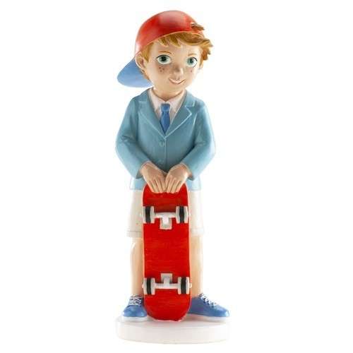 deKora Junge Tortenfigur mit Skateboard für Kommunion / Konfirmation, 16.3cm