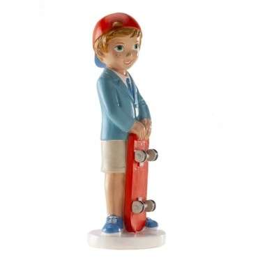 Communion Boy Cake Topper with Skateboard - 16.3 cm