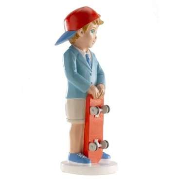 Communion Boy Cake Topper with Skateboard - 16.3 cm