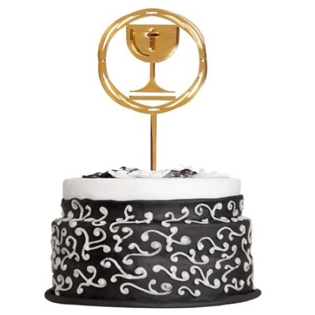 Communion Cake Topper – Chalice with Cross | Gold | 16.5x9.9cm