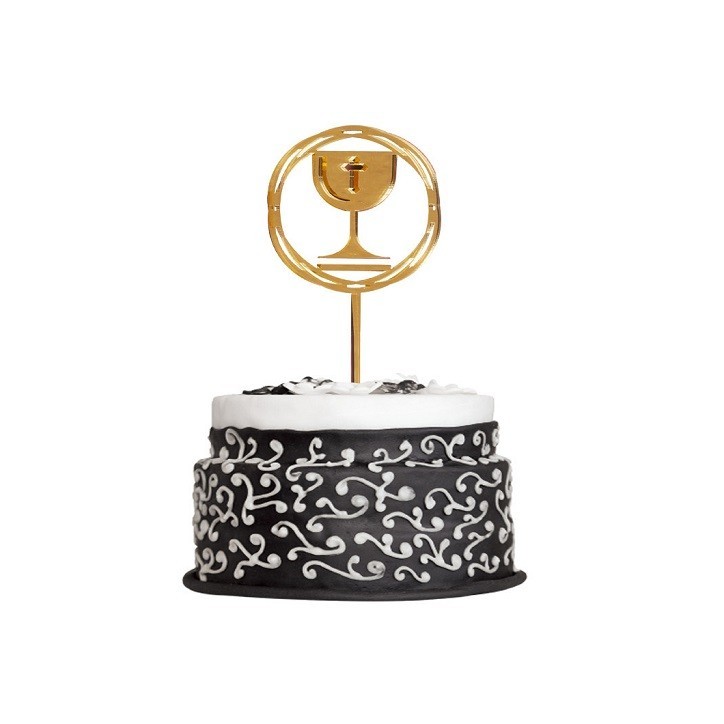 Communion Cake Topper – Chalice with Cross | Gold | 16.5x9.9cm