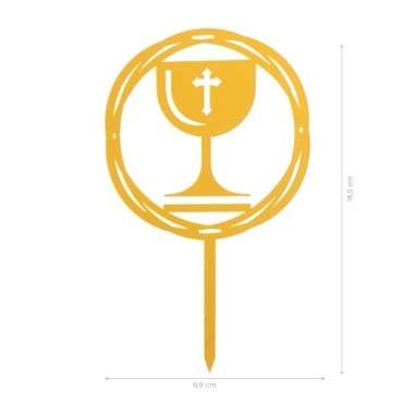 Communion Cake Topper – Chalice with Cross | Gold | 16.5x9.9cm