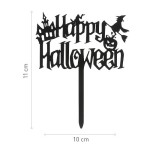 deKora Happy Halloween Cake Topper Black 11.5x14cm