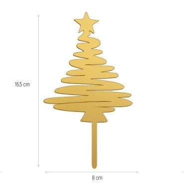 Golden Christmas Tree Cake Topper – Festive Cake Decoration