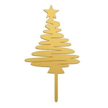 Goldener Weihnachtsbaum Cake Topper – Festliche Tortendekoration