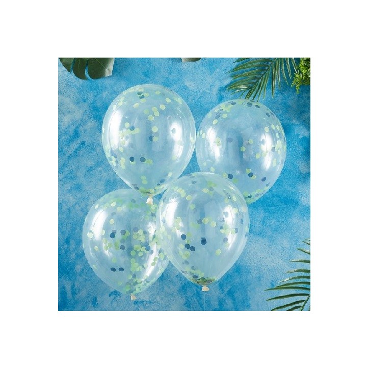 Amscan Blue and Green Confetti Balloons, 5 pcs