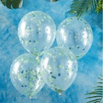 Ginger Ray Blue and Green Confetti Balloons, 5 pcs