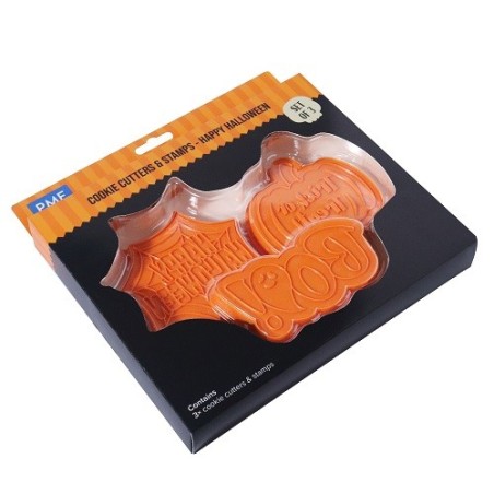 Halloween Cookie Cutters & Stamps - Happy Halloween Set of 3