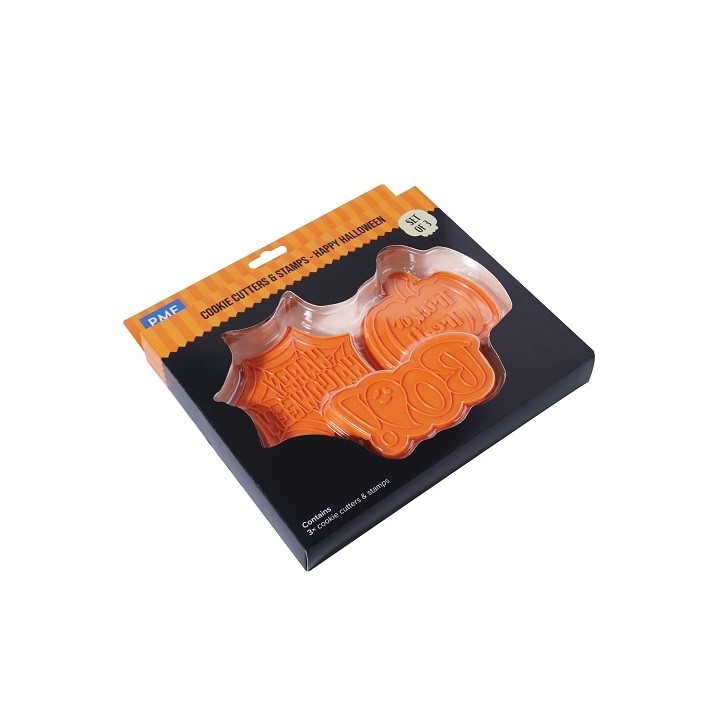 Halloween Cookie Cutters & Stamps - Happy Halloween Set of 3