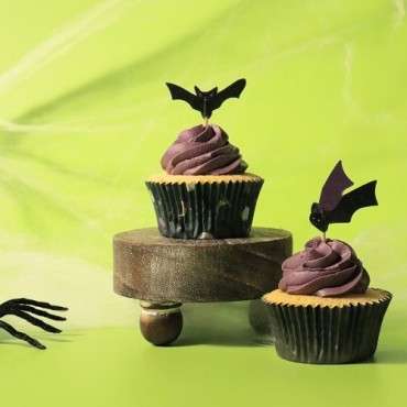 Halloween Cupcake Förmchen & Topper Set - Fledermäuse 🦇 | 48-teilig