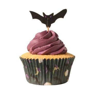 Halloween Cupcake Förmchen & Topper Set - Fledermäuse 🦇 | 48-teilig