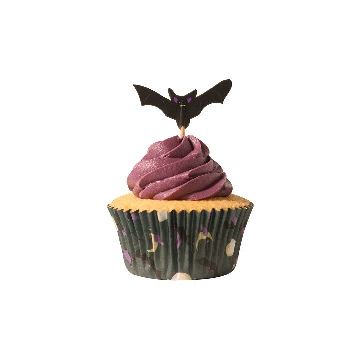 Halloween Cupcake Cases & Topper Set - Bats 🦇 | Pack of 48