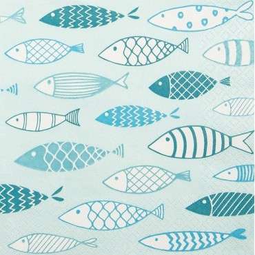 Papierservietten "Fish on Tour" Mint – Umweltfreundliche maritime Tischdeko