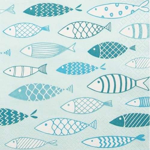 Home Fashion Napkins Fish on Tour mint, 20 pcs