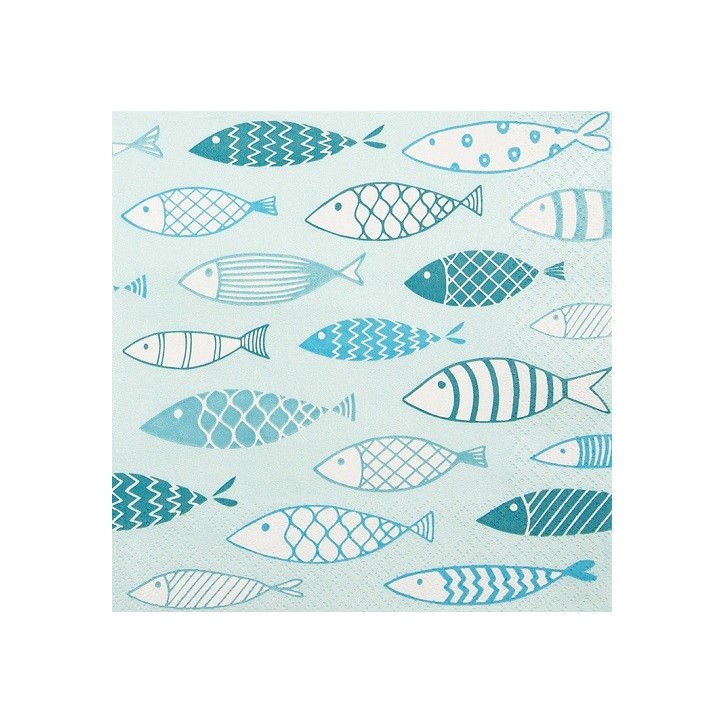 Fish on Tour Mint Napkins – Eco-Friendly Maritime Table Decor