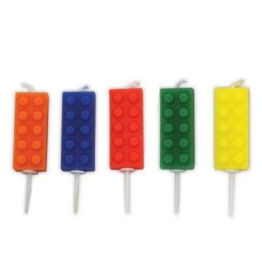 Building Block Birthday Candles Set of 5 for Creative Cake Decoration