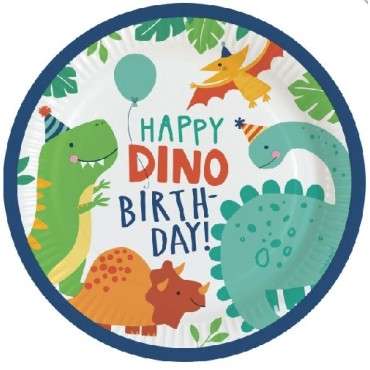 Amscan Dinosaur Birthday Plates, 8 pcs