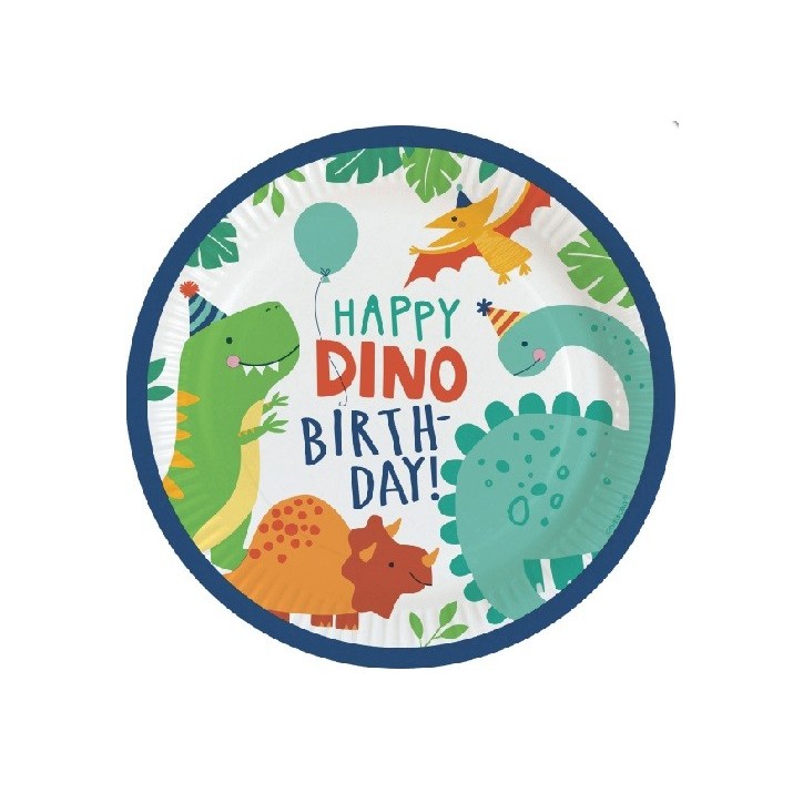 Amscan Geburstag Dino Teller, 8 Stück