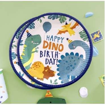 Amscan Dinosaur Birthday Plates, 8 pcs