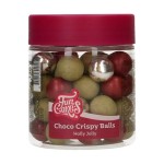 FunCakes 15mm Choco Crispy Pearls - Holly Jolly, 130g