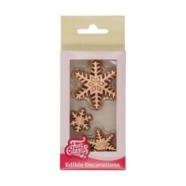 FunCakes Sugar Decorations Bronze Snowflakes – Set of 12