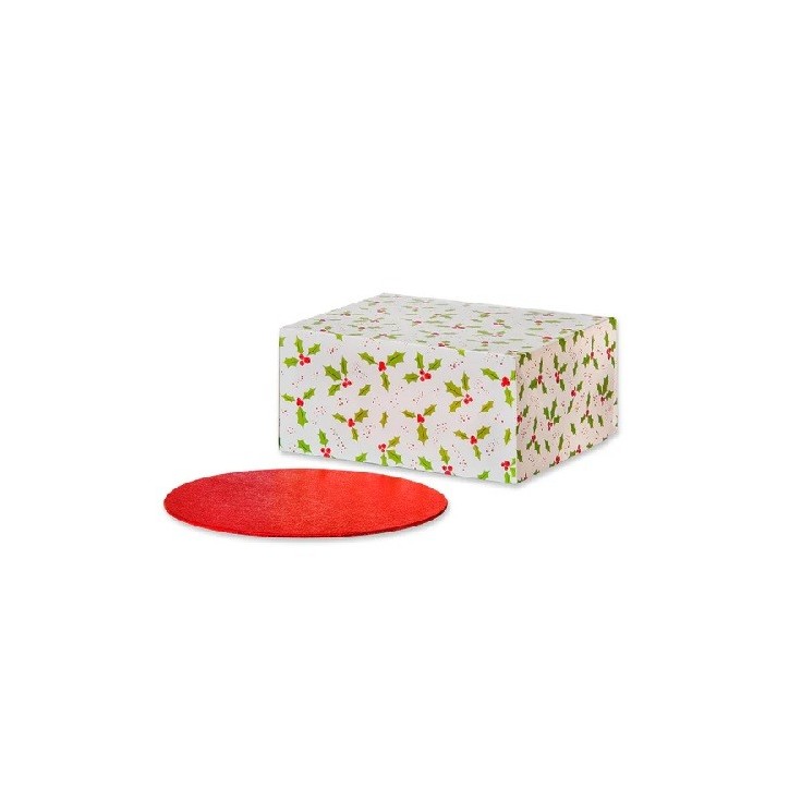 Anniversary House Holly Cake Box with Round Cake Board (25cm), 12.7x26x26cm