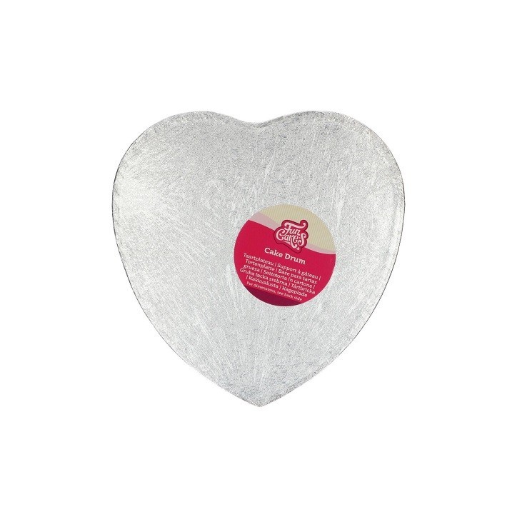 FunCakes Heart Cake Drum, 27.5 cm – Silver, Luxurious Cake Base