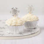 Anniversary House Glitter Snowflake Cupcake Topper, 12 pcs