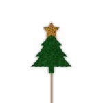 Anniversary House Glitter Christmas Tree Cupcake Topper, 12 pcs