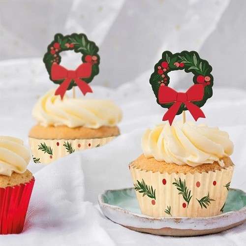 Anniversary House Cupcake Set Christmas Wreath, 28-pcs