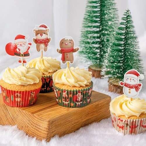 Anniversary House Santa & Friends Cupcake Topper, 12 pcs