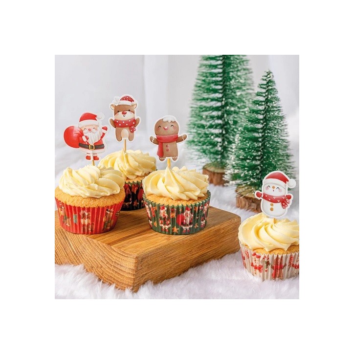 Santa and Friends Cupcake Toppers – Festive Christmas Decorations