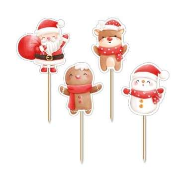 Santa and Friends Cupcake Toppers – Festive Christmas Decorations