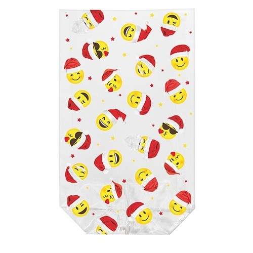 Zischka 11.5x19cm Clear Gift Bags - X-mas Smileys, 10 pcs