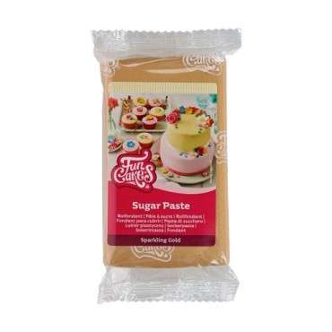 FunCakes Sugar Paste Sparkling Gold 250g – Elegant sparkle for festive cakes