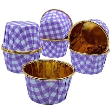 Bakeria Gingham Patterned Purple Cupcake Liners, 12 pcs