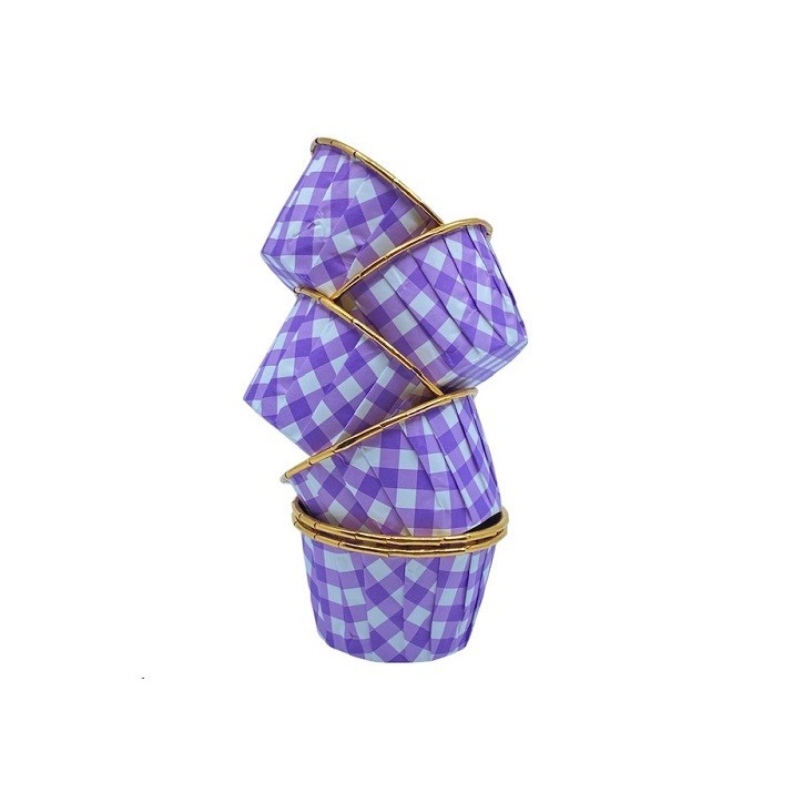 Bakeria Gingham Patterned Purple Cupcake Liners, 12 pcs