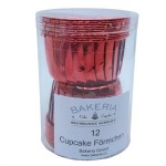 Bakeria Cupcake Backbecher Rot Metallic, 12 Stück