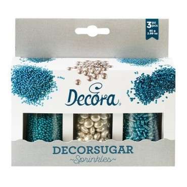 Decora Blue/Silver Sugar Sprinkles Mix – Perfect Decor for Cakes & Cupcakes