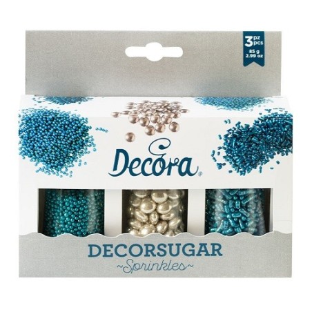 Zuckerdekor Sprinkles Mix Blau/Silber – Perfekte Deko für Kuchen