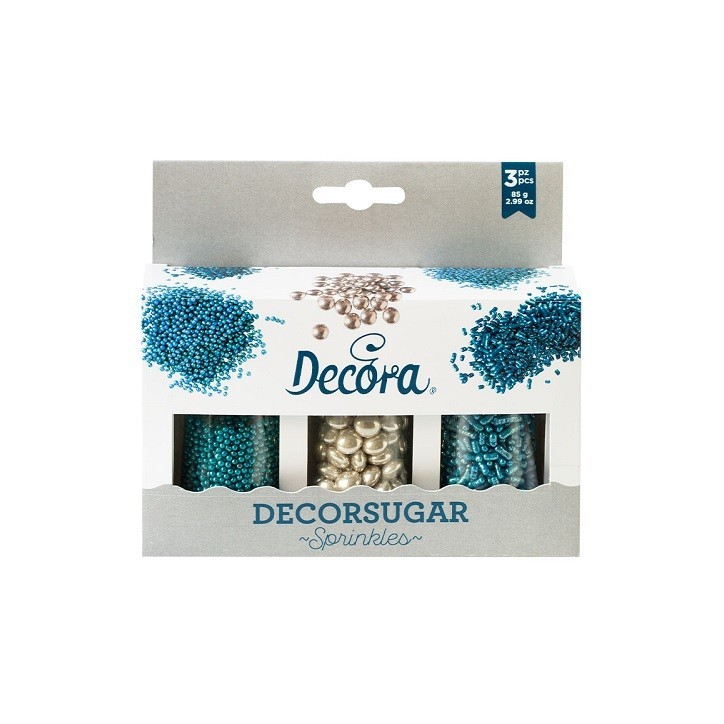 Decora Blue/Silver Sugar Sprinkles Mix – Perfect Decor for Cakes & Cupcakes