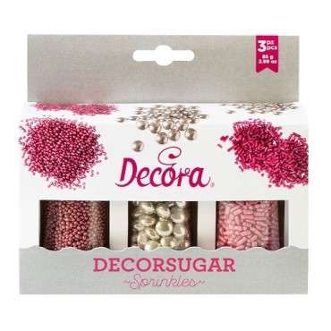 Decora Pink/Silver Sugar Decor Set – Perfect Decoration for Cupcakes