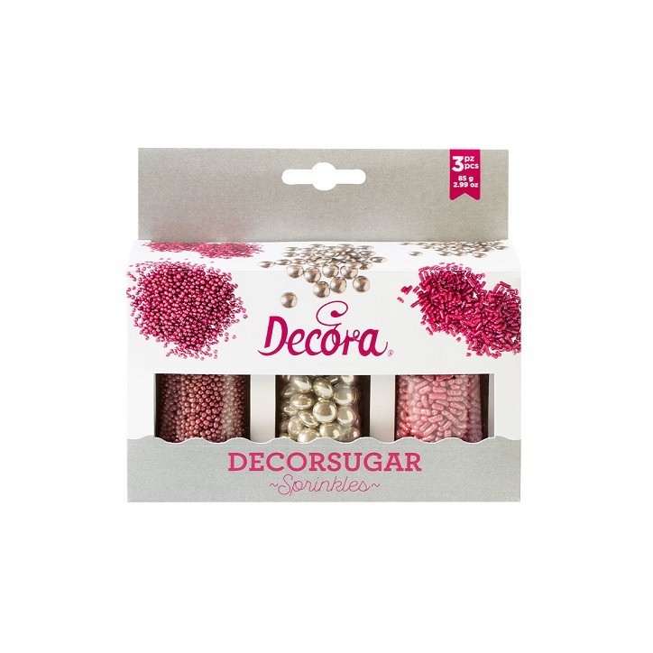 Decora Zuckerdekor Set Pink/Silber – Perfekte Dekoration für Cupcakes