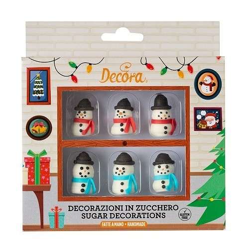 Decora 3D Snowman Sugar Decorations, 6 pcs