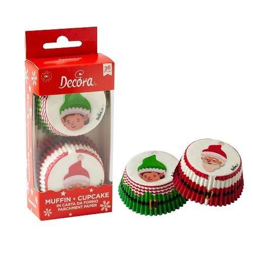 Decora Weihnachten Santa & Elf Cupcake Förmchen, 36 Stück