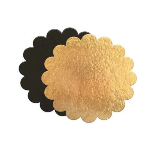 ScrapCooking Cake Scalloped Cake Boards 28cm Gold/Black, Set of 5